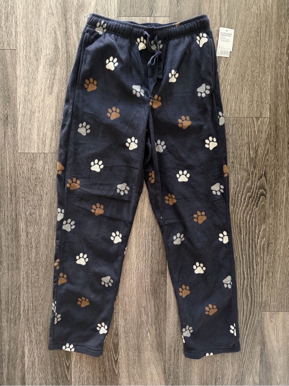 Sonoma Navy Fleece Joggers with White and Brown Paw Print